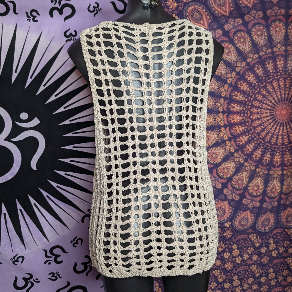 POL Crochet Knit Tank Top Tan/Yellow Size M - Picture 5 of 7